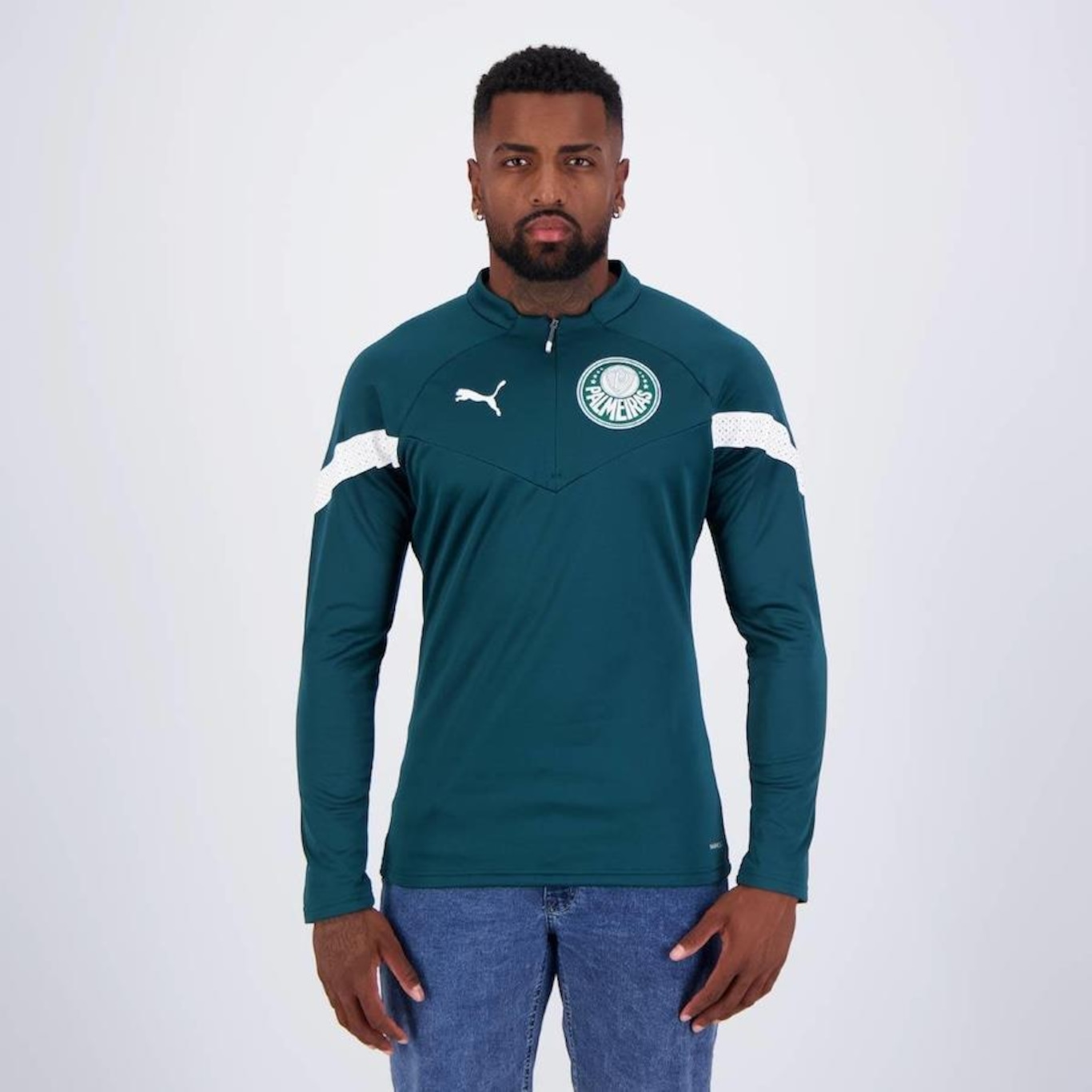 Camiseta Manga Longa do Palmeiras Training Fleece Puma - Masculina - Foto 1