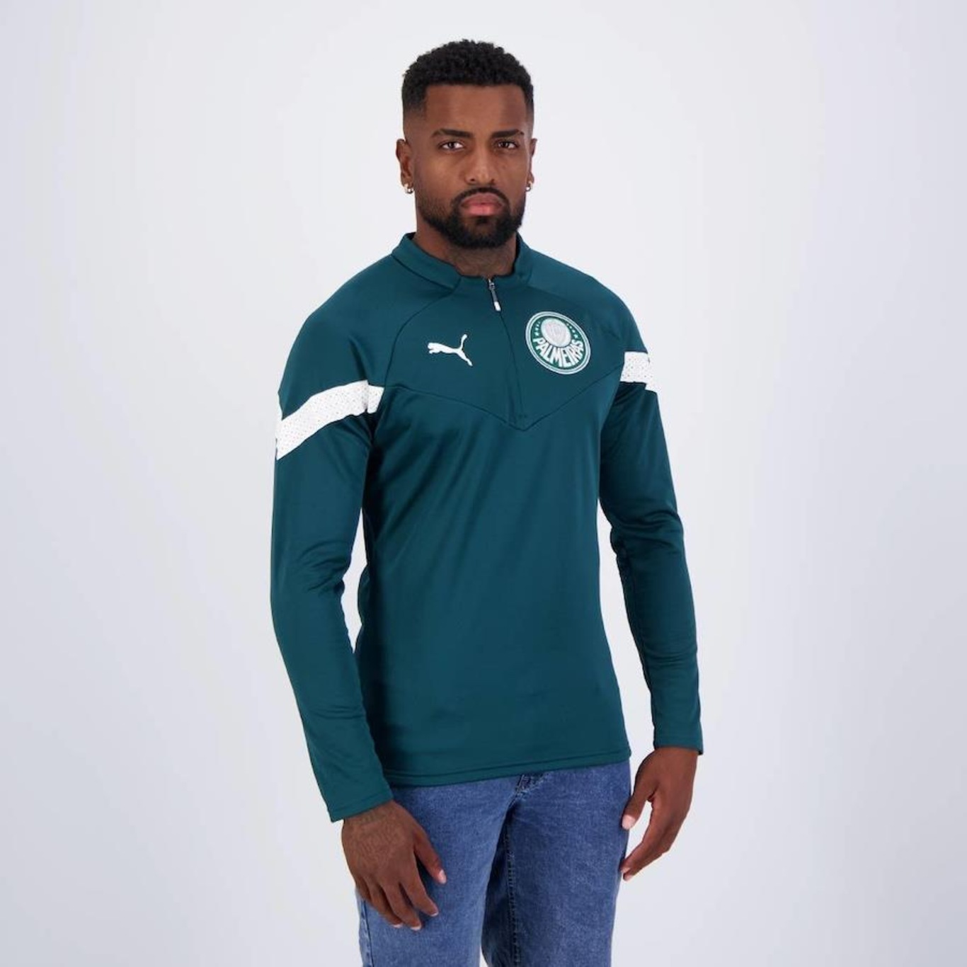 Camiseta Manga Longa do Palmeiras Training Fleece Puma - Masculina - Foto 2