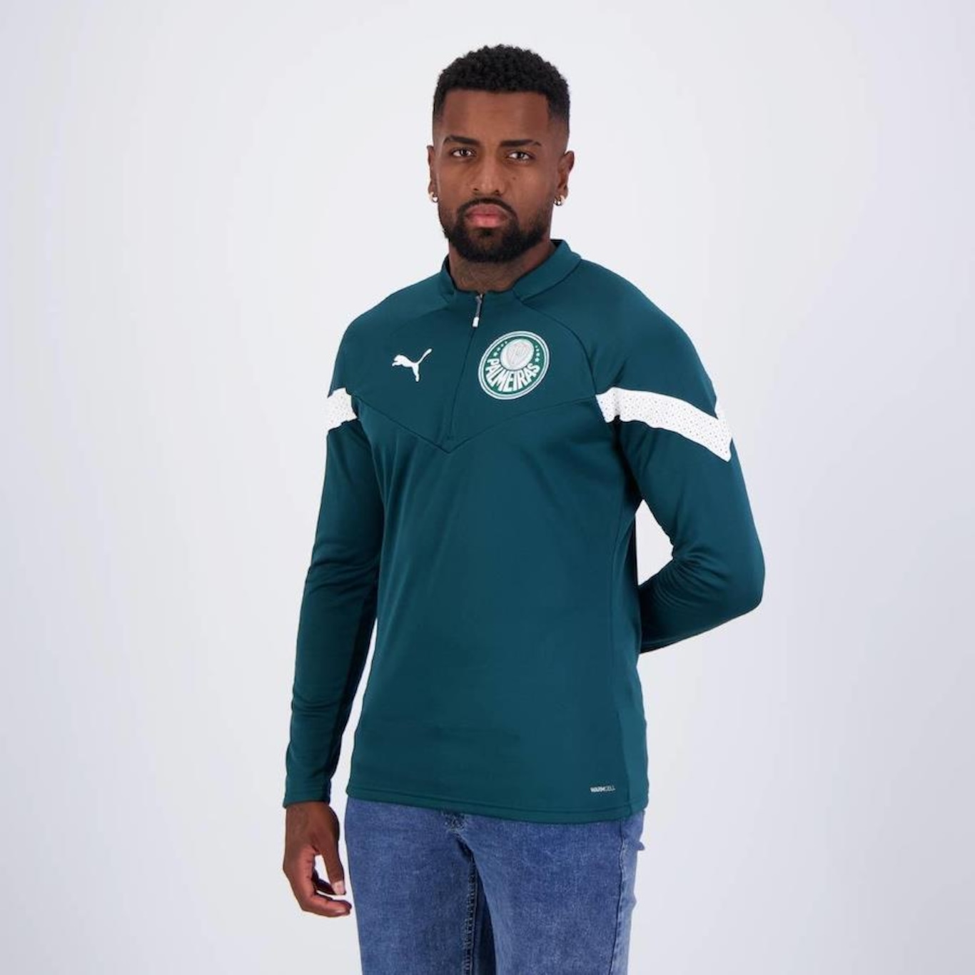 Camiseta Manga Longa do Palmeiras Training Fleece Puma - Masculina - Foto 3