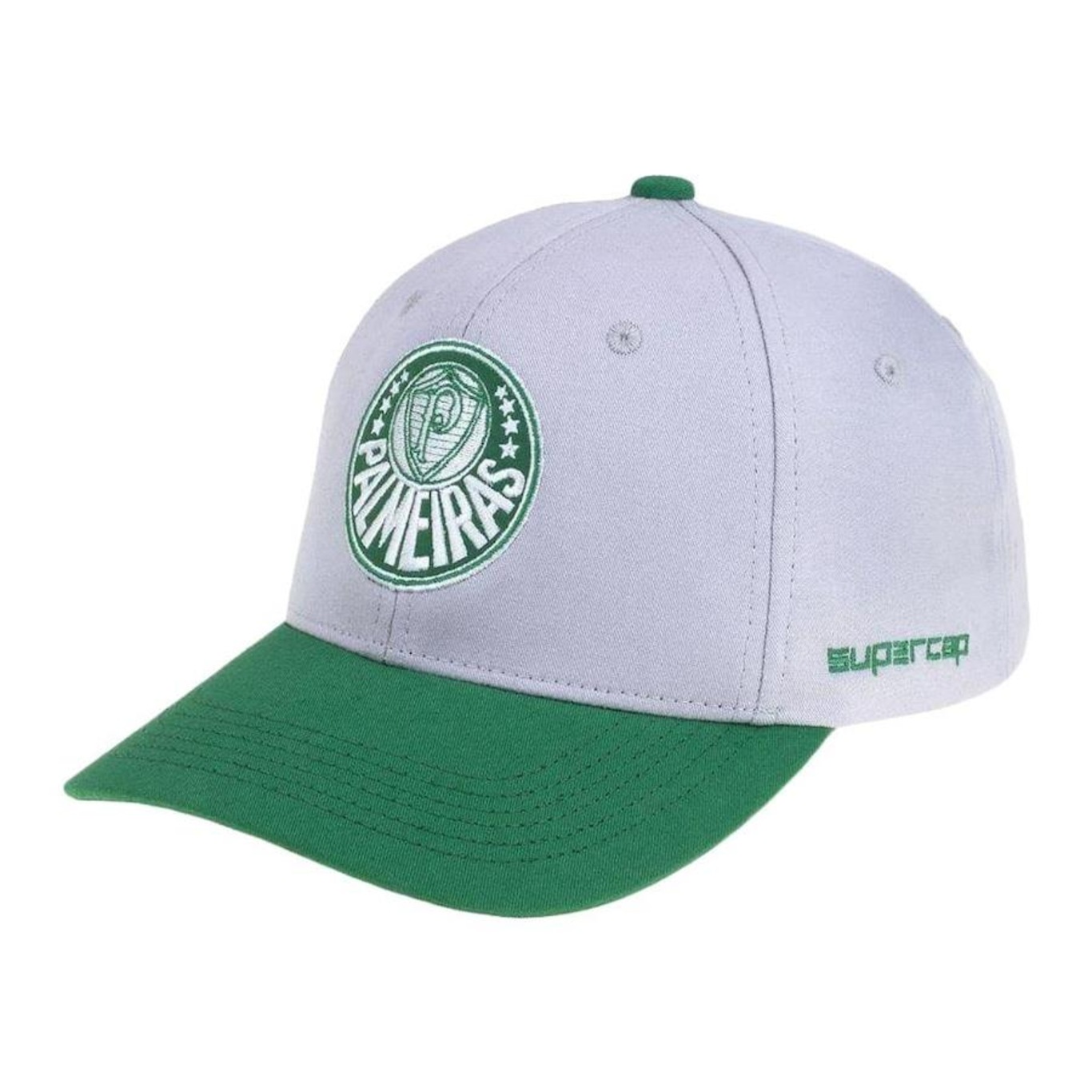 Boné Aba Curva Supercap Palmeiras Brasão Bordado - Snapback - Adulto - Foto 1