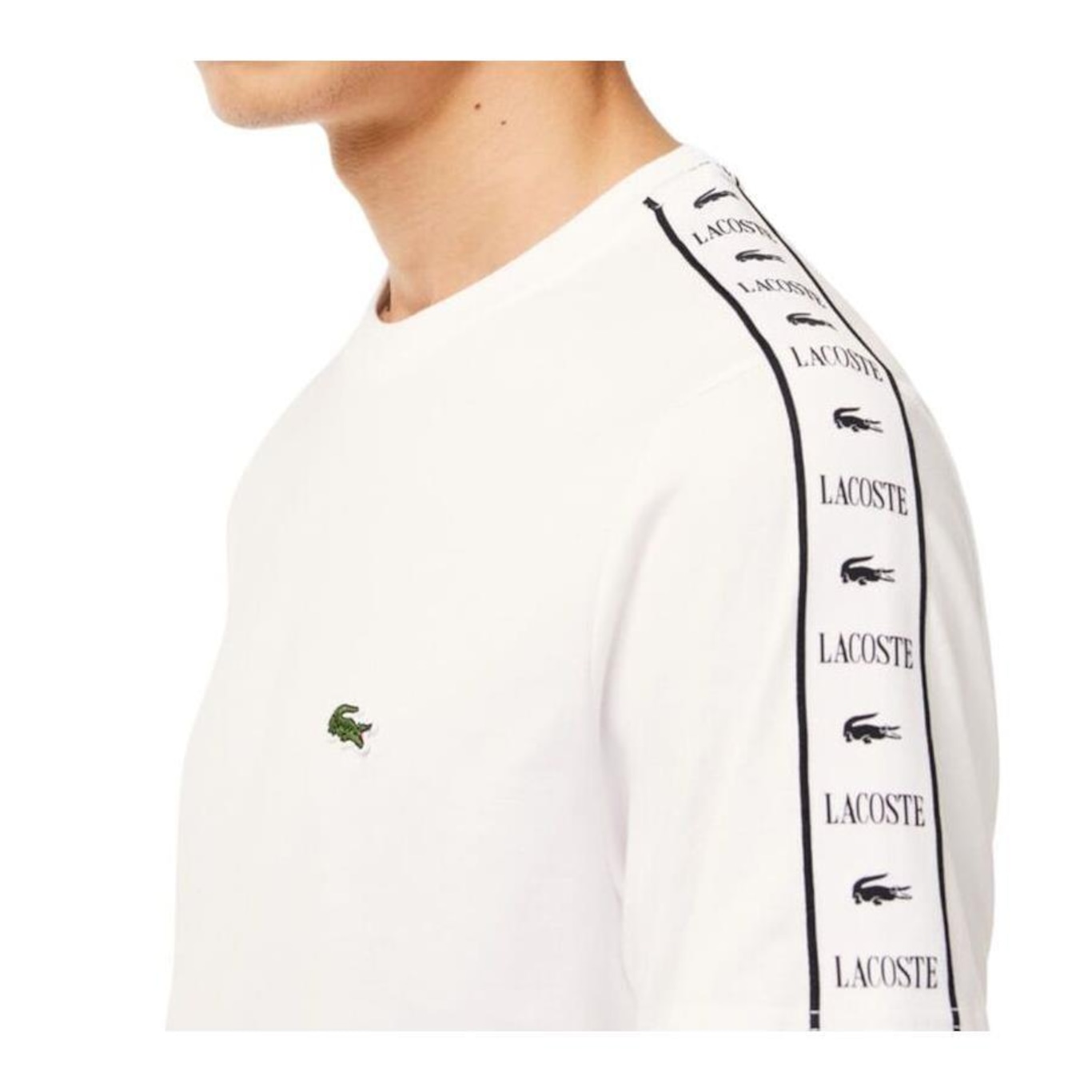 Camiseta Lacoste Listrada com Logotipo em Jersey - Masculina - Foto 3