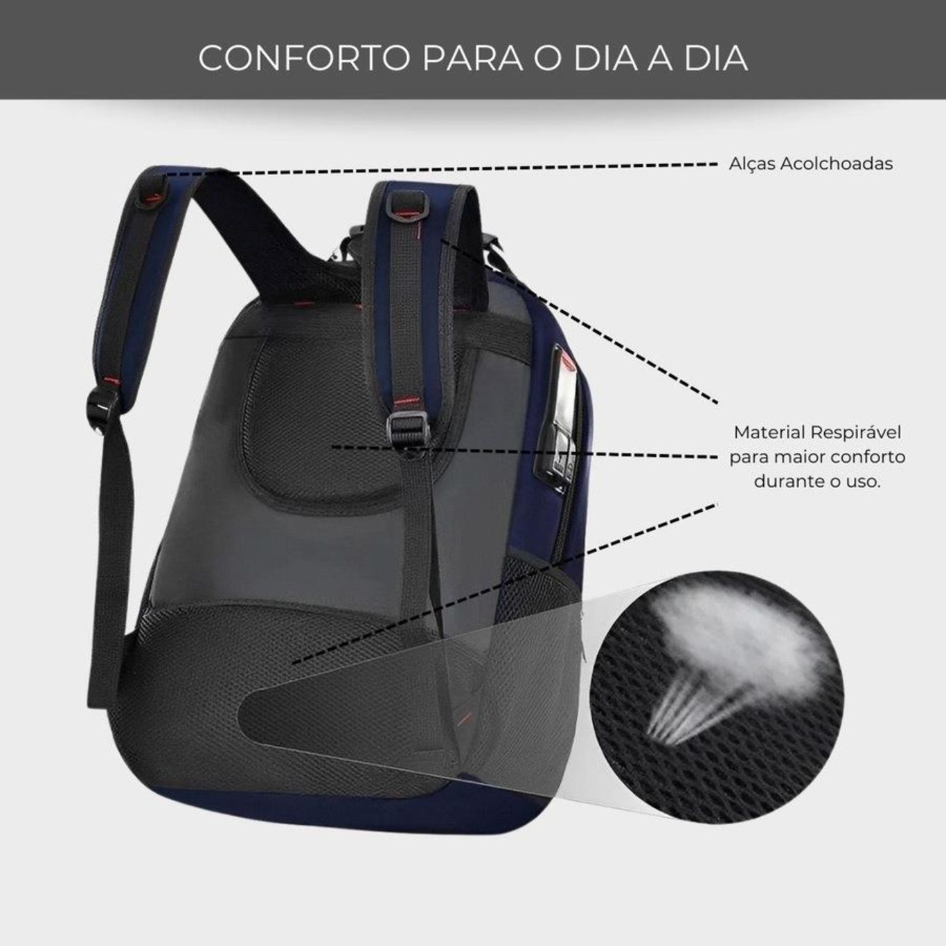 Mochila Executiva Notebook Impermeável Reforçada Senha Antifurto com Porta Usb - Foto 4