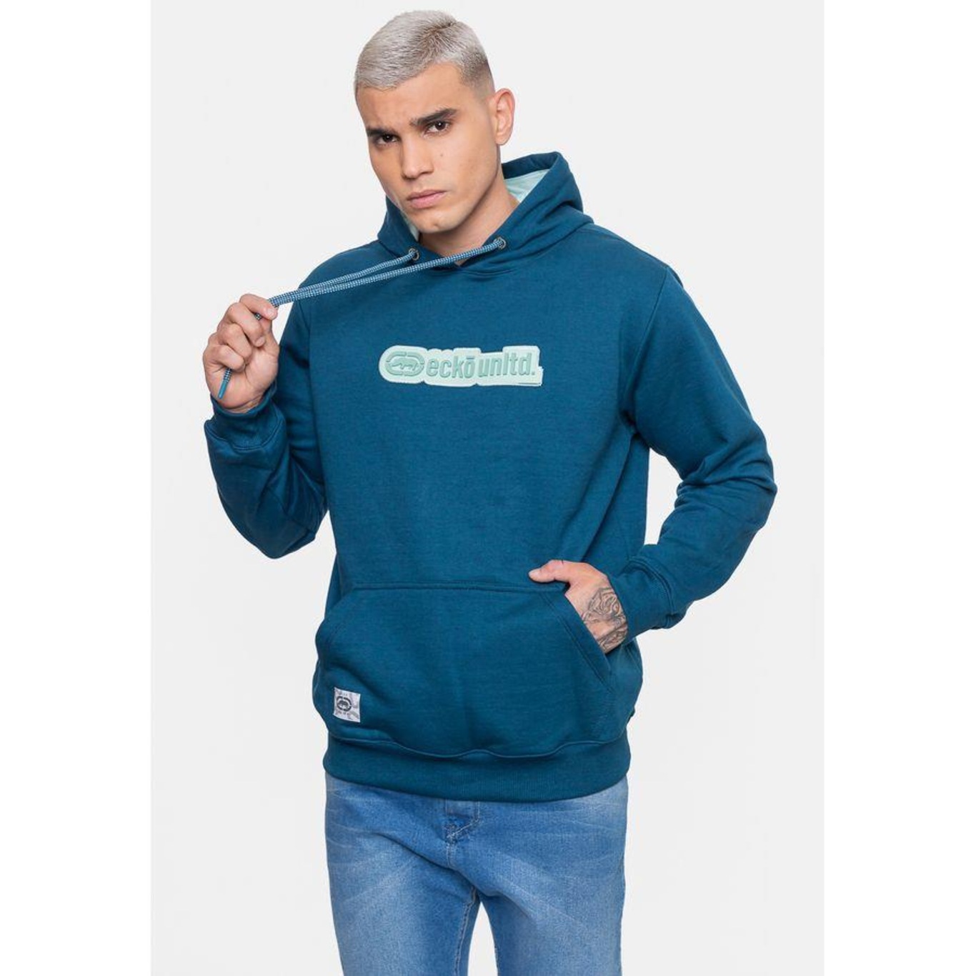 Blusão de Moletom com Capuz Ecko Fashion Basic Rubber Tempestade - Masculino - Foto 4