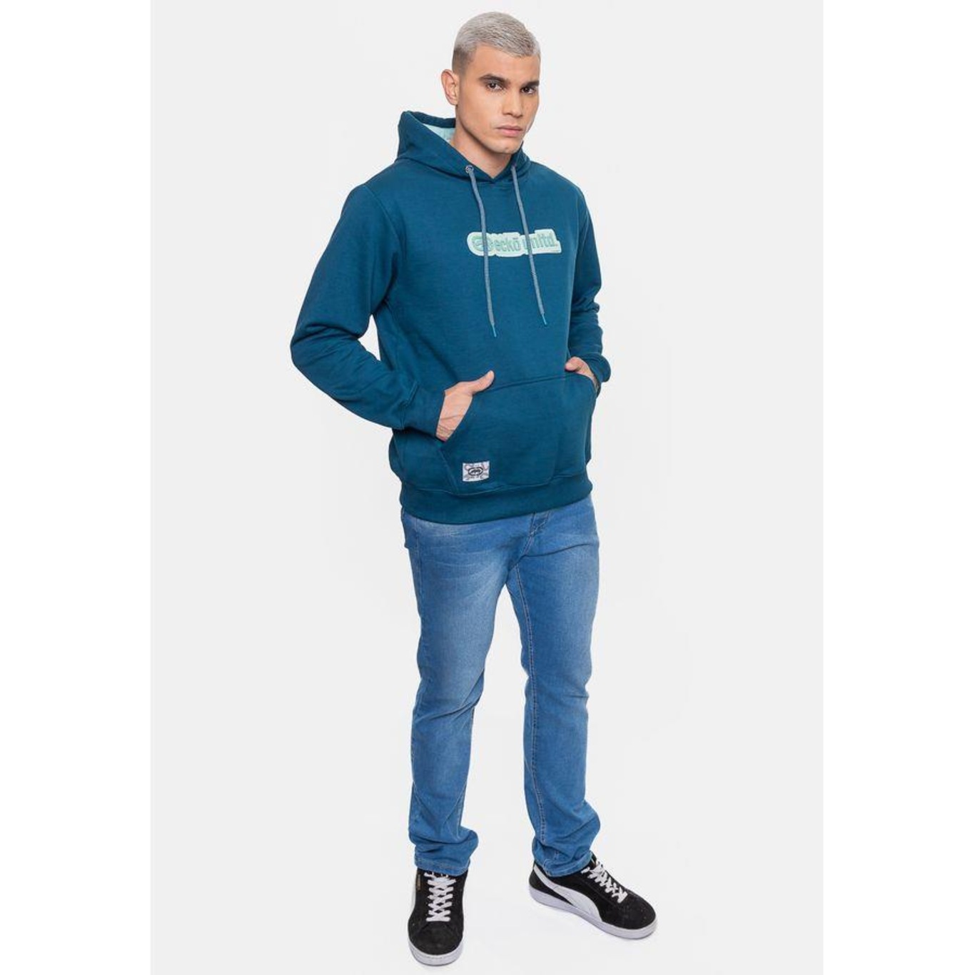 Blusão de Moletom com Capuz Ecko Fashion Basic Rubber Tempestade - Masculino - Foto 5