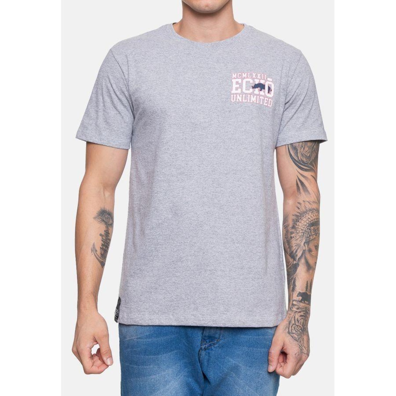 Camiseta Ecko Masculina Minimal School Cinza Mescla - Ecko - Masculino - Foto 1