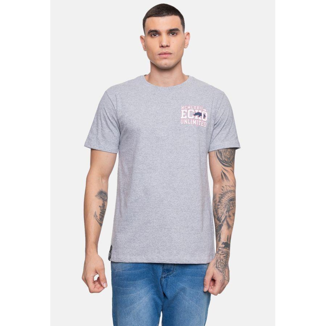 Camiseta Ecko Masculina Minimal School Cinza Mescla - Ecko - Masculino - Foto 3