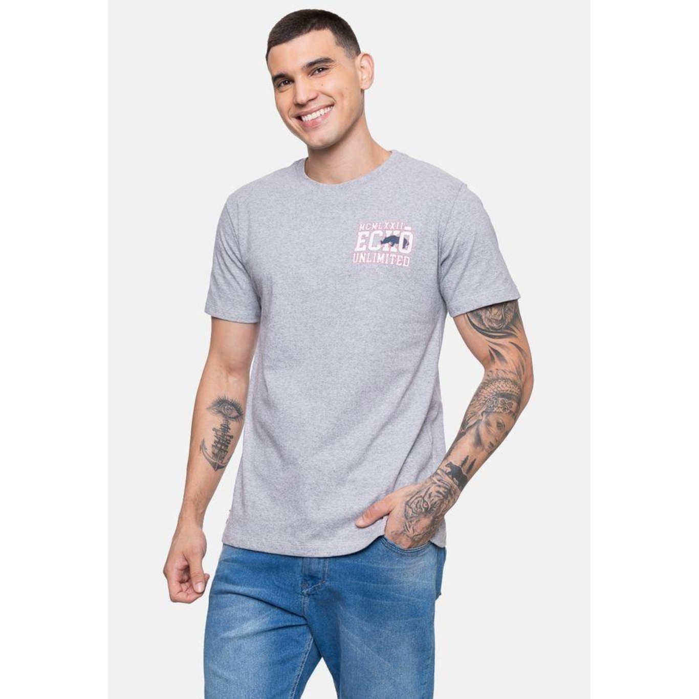 Camiseta Ecko Masculina Minimal School Cinza Mescla - Ecko - Masculino - Foto 5