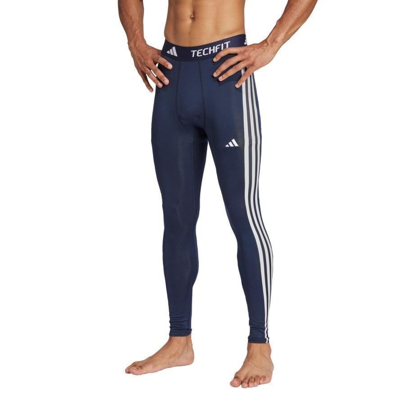 Calça Legging para Treino adidas Techfit Compression Long Três Listras - Masculina - Foto 2