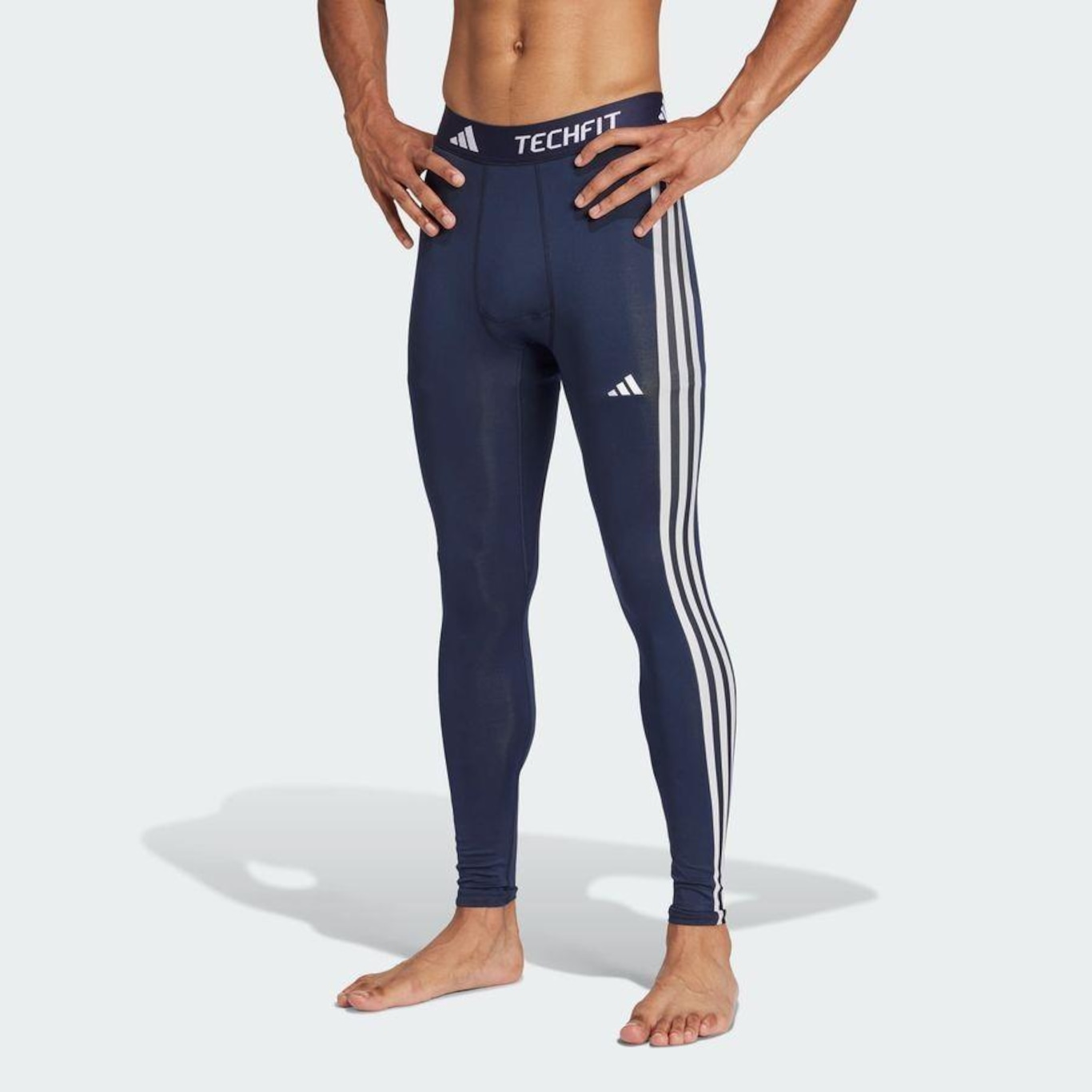 Calça Legging para Treino adidas Techfit Compression Long Três Listras - Masculina - Foto 3