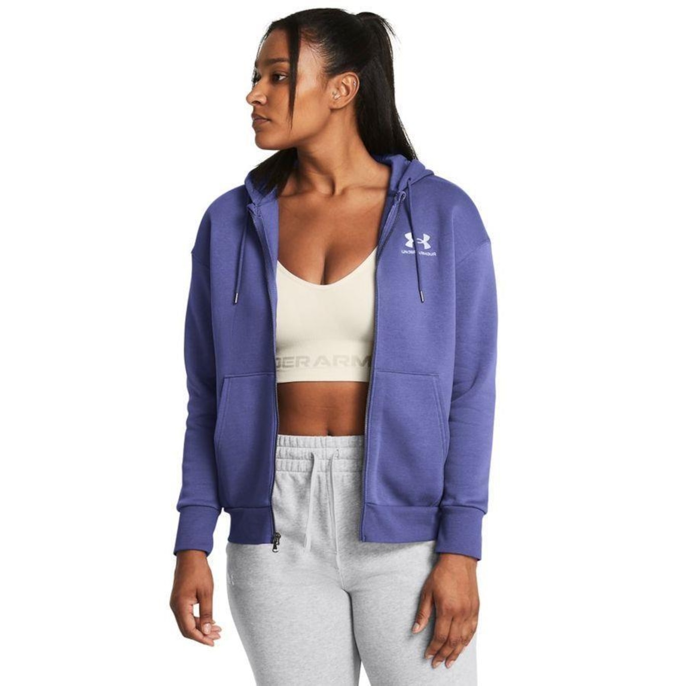 Jaqueta Under Armour Treino Essential Fleece - Feminina - Foto 1