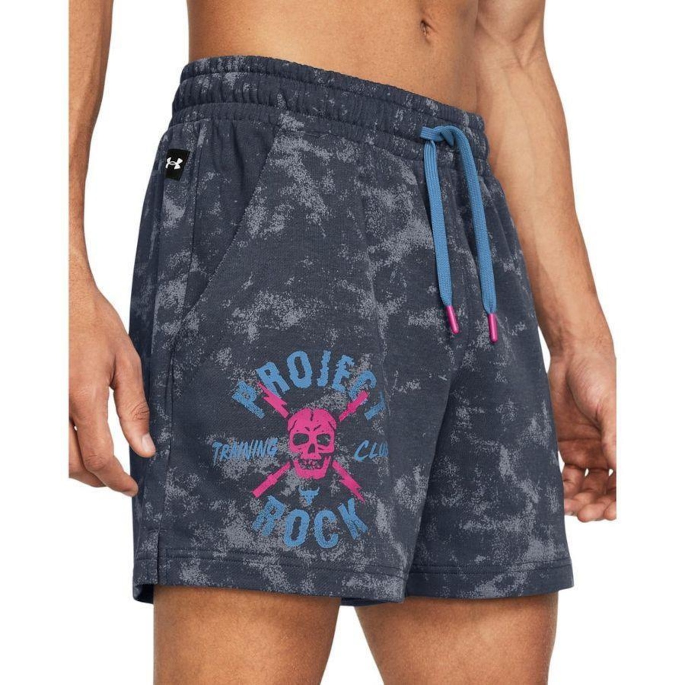 Shorts Under Armour Project Rock Aop Rival Terry - Masculino - Foto 3