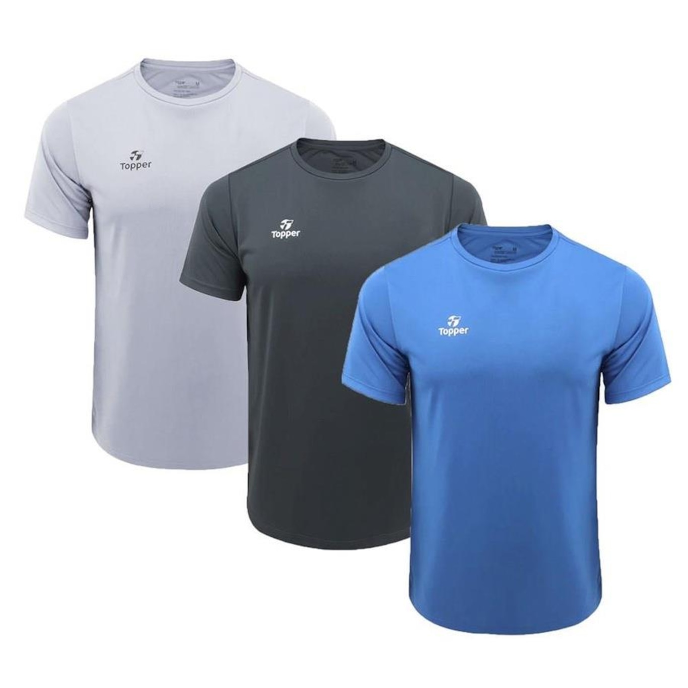 Kit Camiseta Topper Faster - 3 Unidades - Masculina - Foto 1