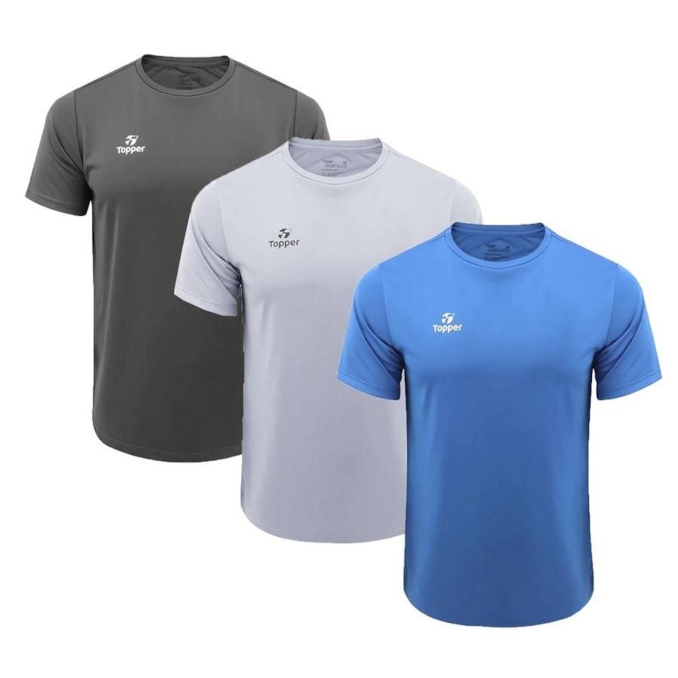 Kit Camiseta Topper Faster - 3 Unidades - Masculina - Foto 1