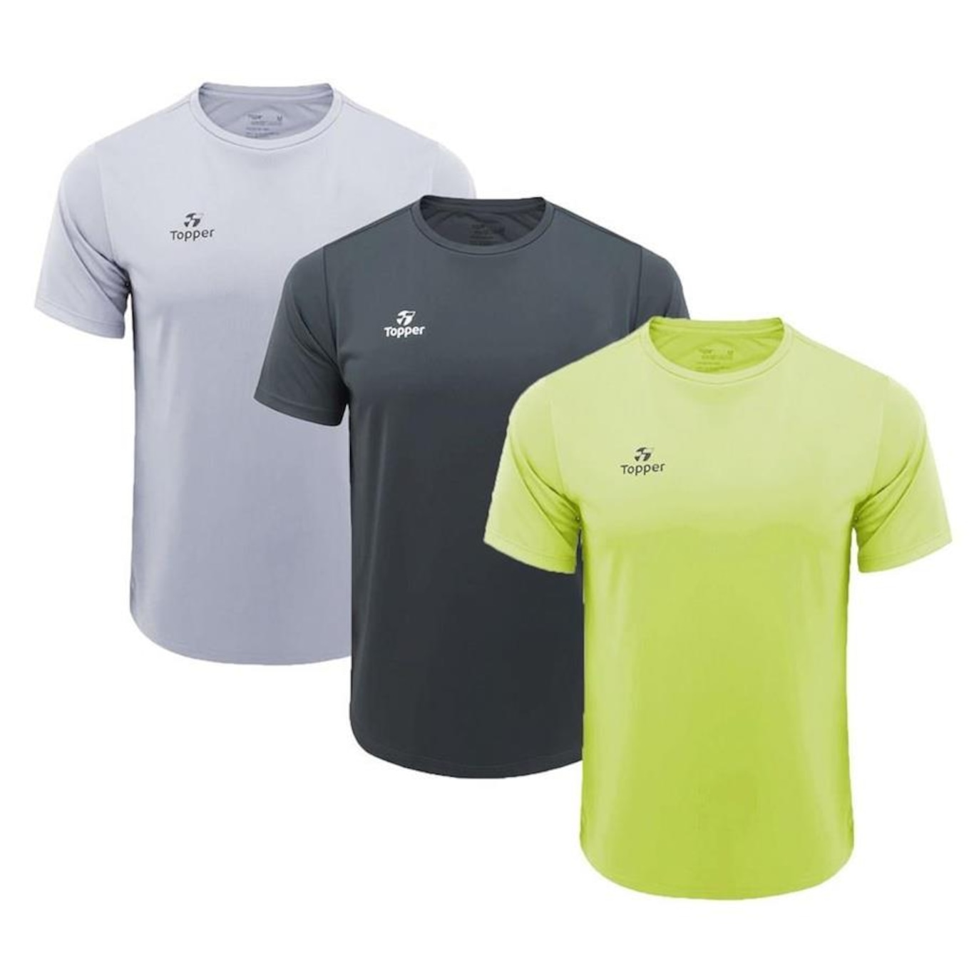 Kit Camiseta Topper Faster - 3 Unidades - Masculina - Foto 1