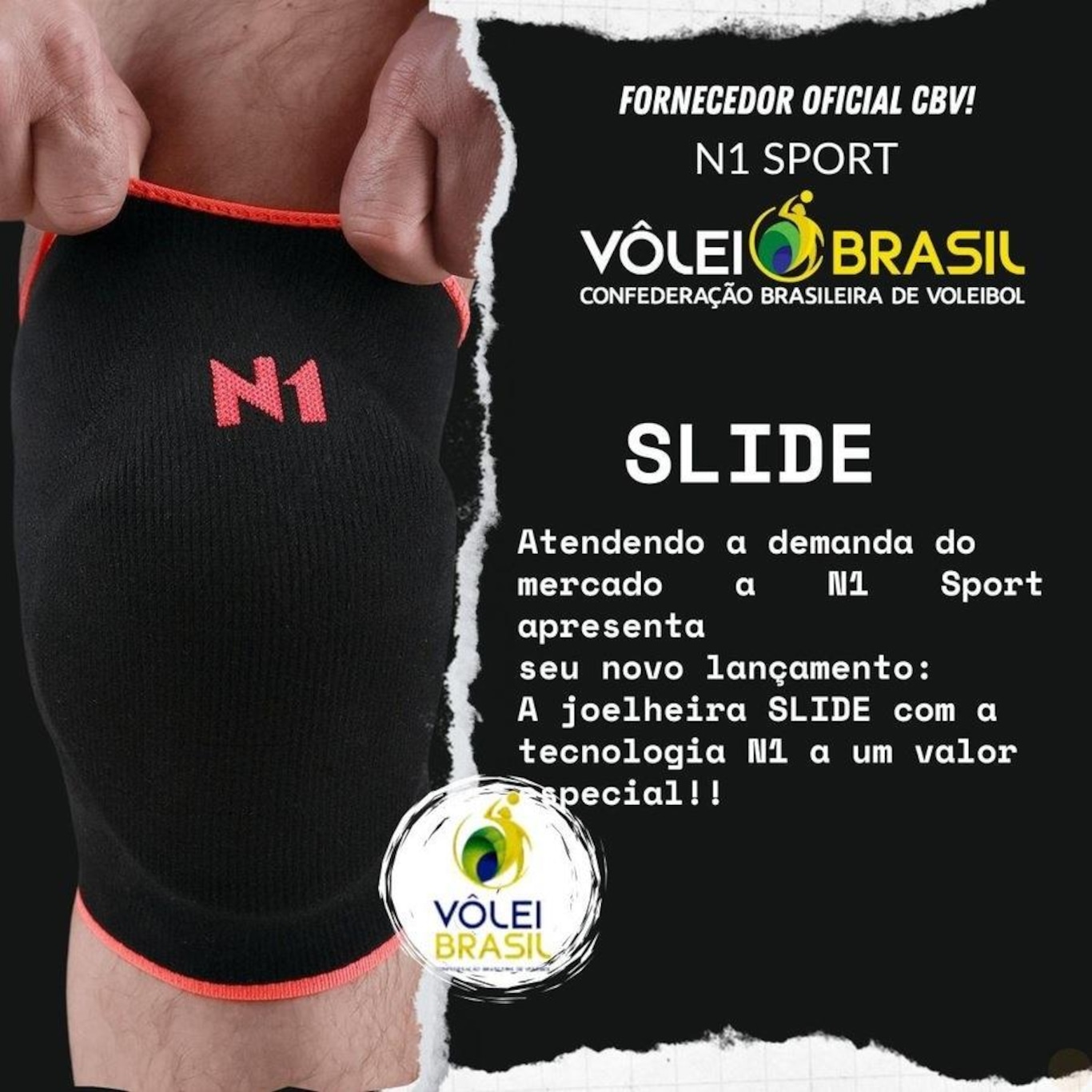 Joelheira Vôlei N1 Sport Slide - Foto 4