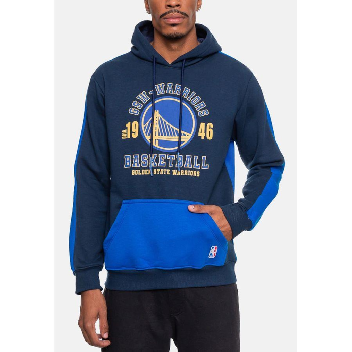 Blusão de Moletom com Capuz Nba Team Town Golden State Warriors - Masculino - Foto 3