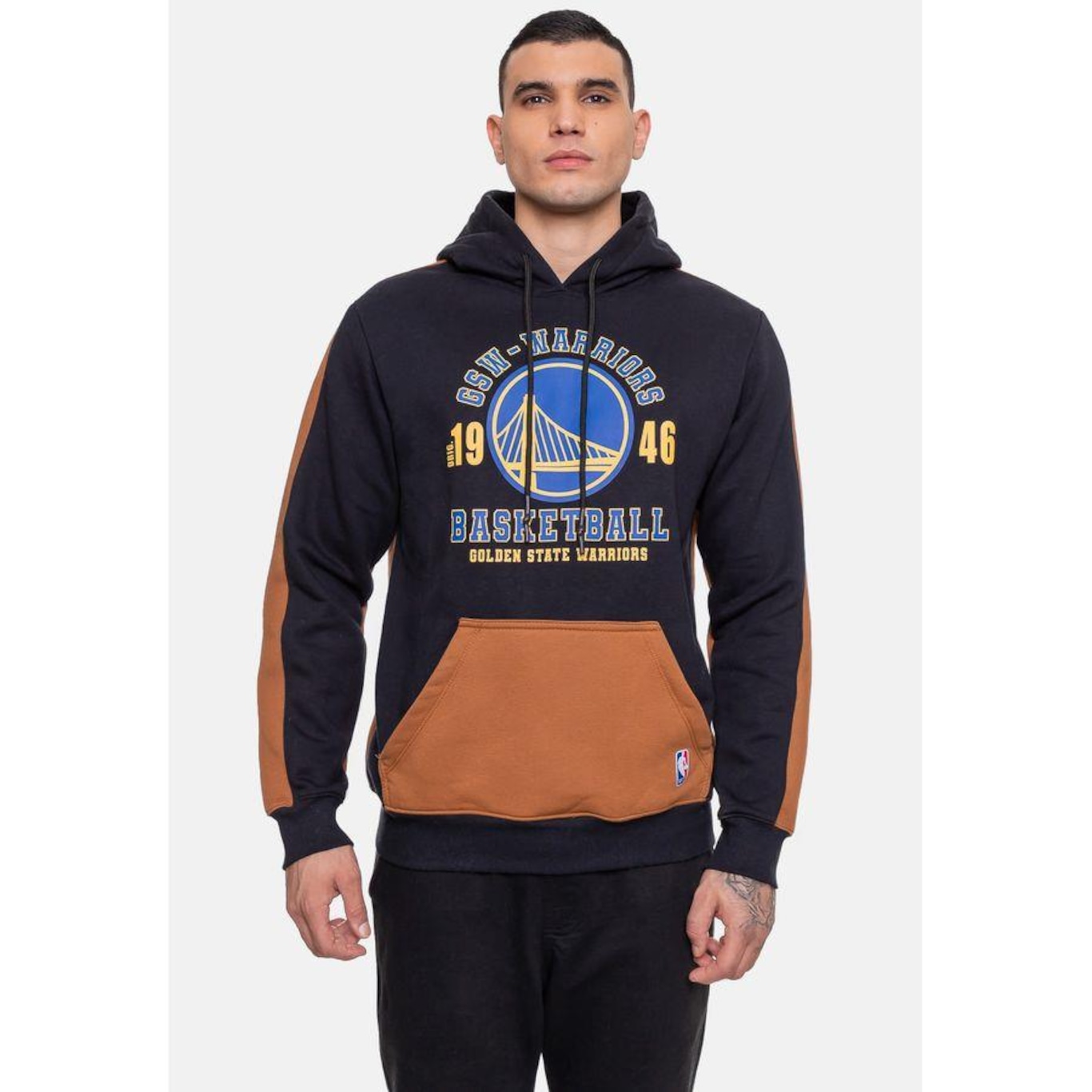 Blusão de Moletom com Capuz Nba Team Town Golden State Warriors - Masculino - Foto 1