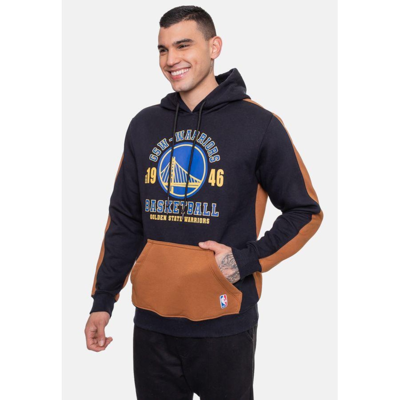 Blusão de Moletom com Capuz Nba Team Town Golden State Warriors - Masculino - Foto 4