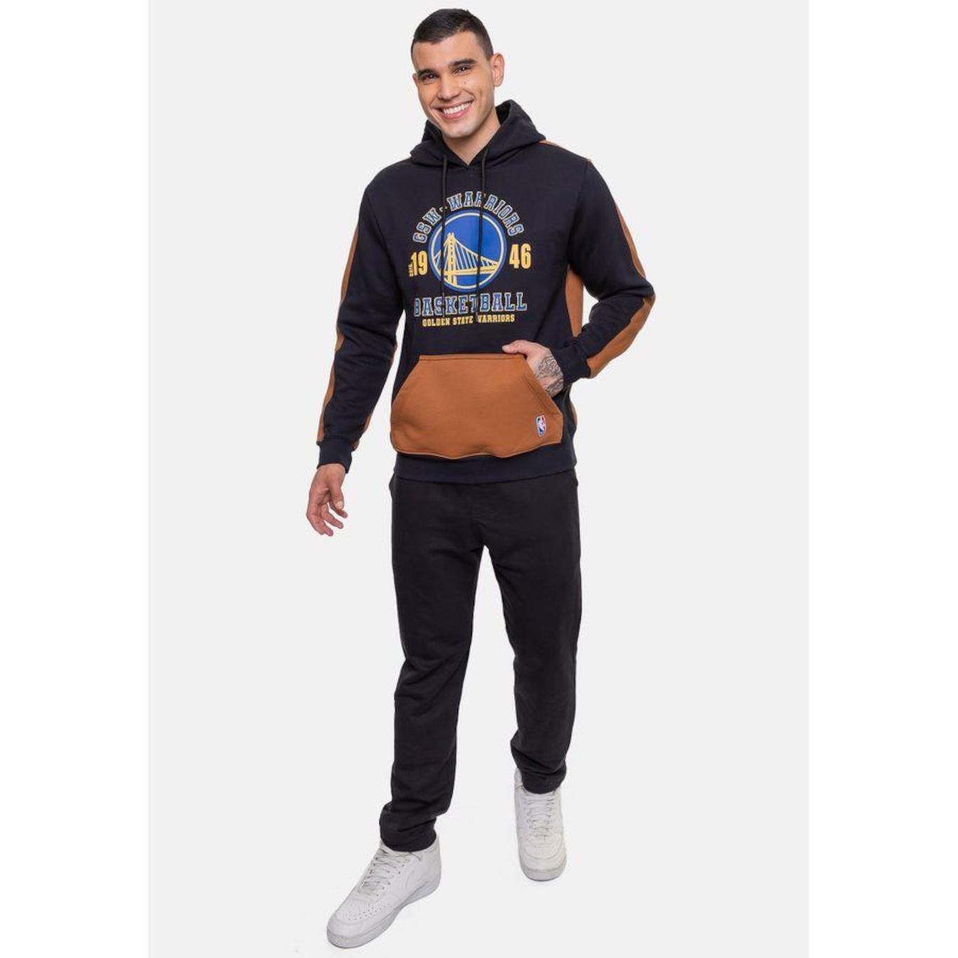 Blusão de Moletom com Capuz Nba Team Town Golden State Warriors - Masculino - Foto 5