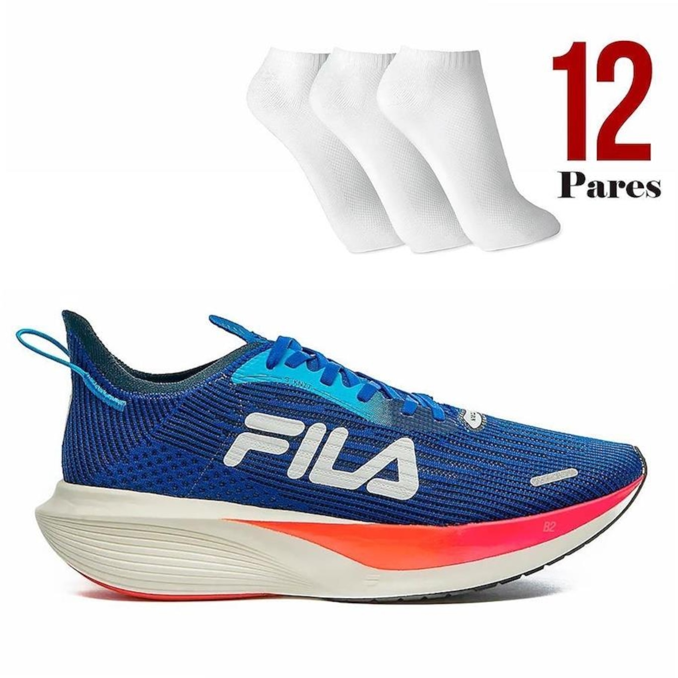 Kit Tênis Fila Racer Carbon 2 + 12 Pares de Meias - Masculino - Foto 1