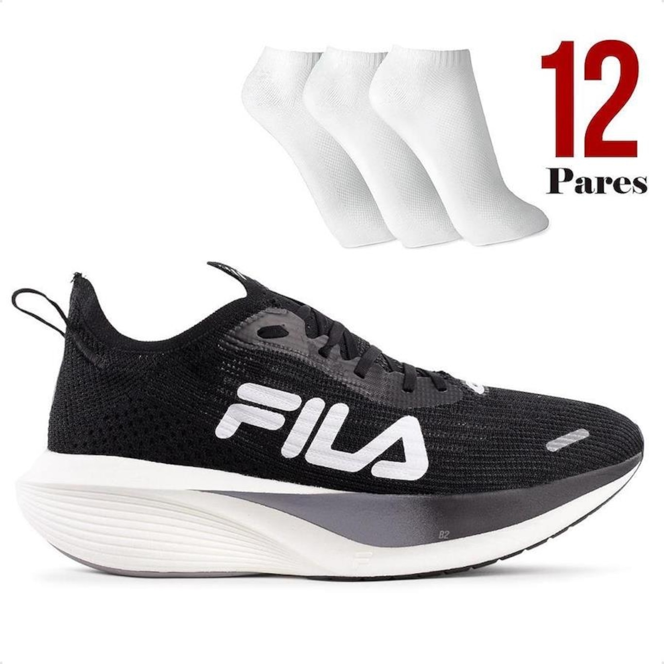 Kit Tênis Fila Racer Carbon 2 + 12 Pares de Meias - Masculino - Foto 1