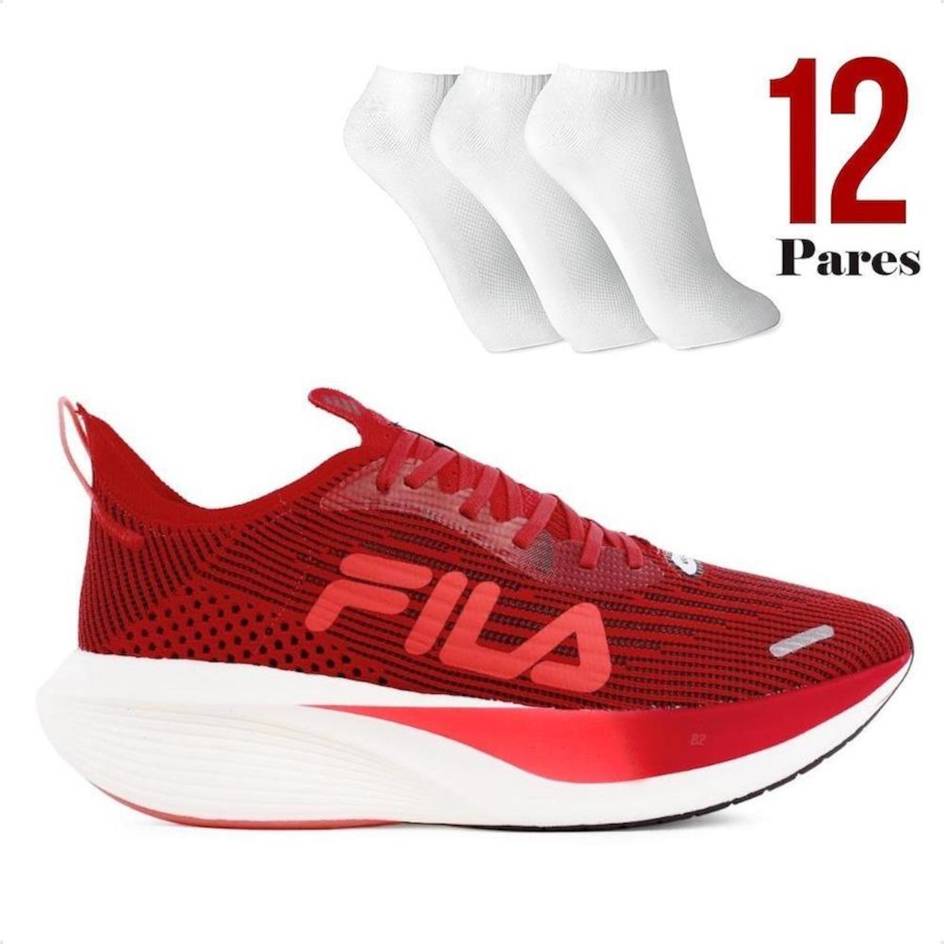 Kit Tênis Fila Racer Carbon 2 + 12 Pares de Meias - Masculino - Foto 1