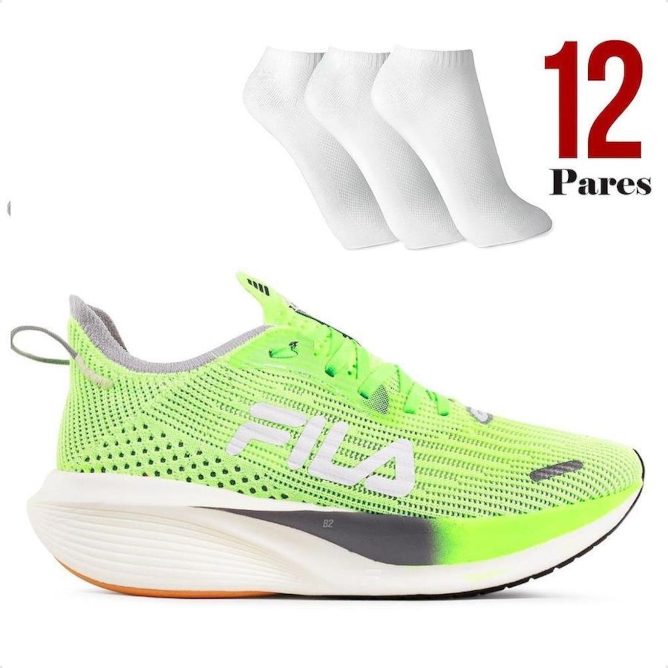 Kit Tênis Fila Racer Carbon 2 + 12 Pares de Meias - Masculino - Foto 1