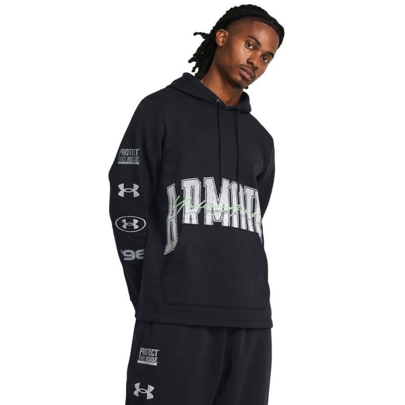 Blusão de Moletom com Capuz Under Armour Essential Fleece Icon Blocked - Masculino - Foto 1