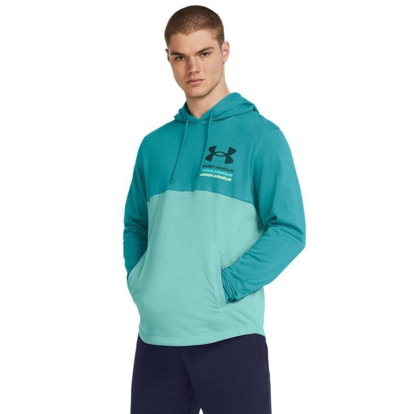 Blusão de Moletom com Capuz Under Armour Rival Terry Colorblock - Masculino - Foto 1