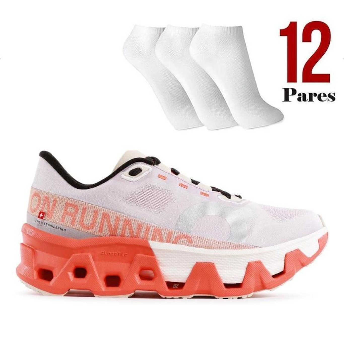 Kit Tênis On Running Cloudmonster Hyper + 12 Pares de Meias - Feminino - Foto 1