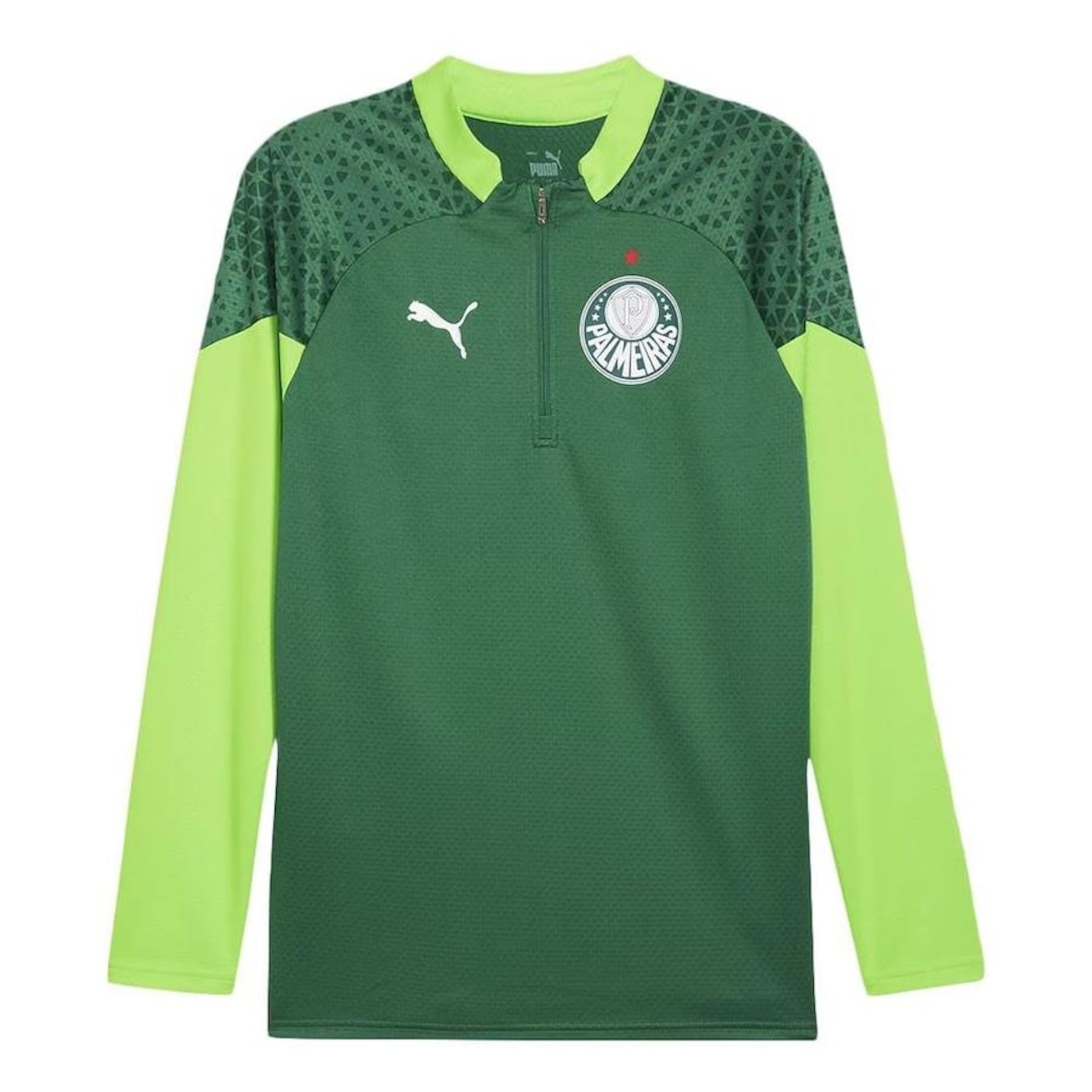 Camiseta Manga Longa Puma Palmeiras 1/4 Zip 2024 - Masculina - Foto 1