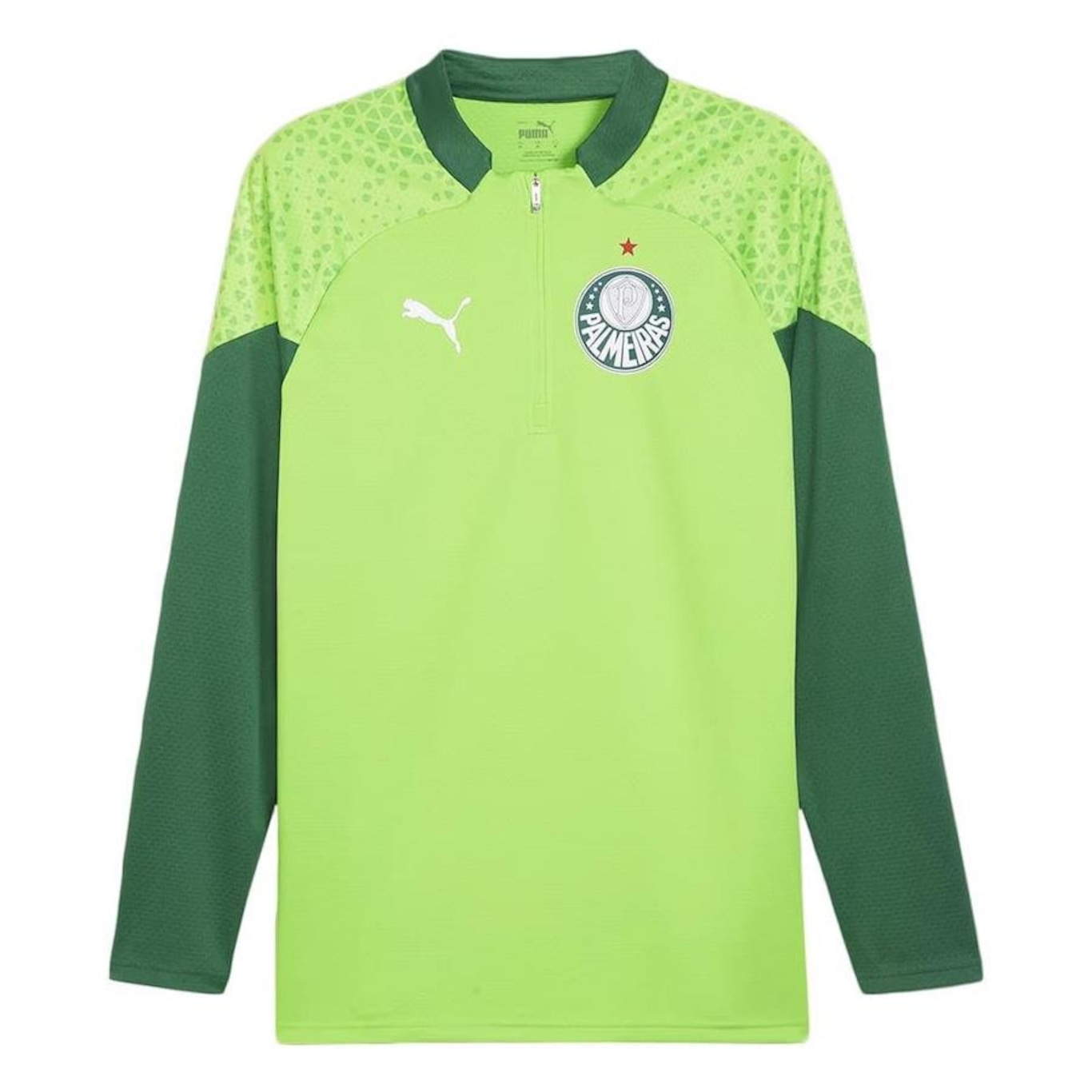 Camiseta Manga Longa Puma Palmeiras 1/4 Zip 2024 - Masculina - Foto 1