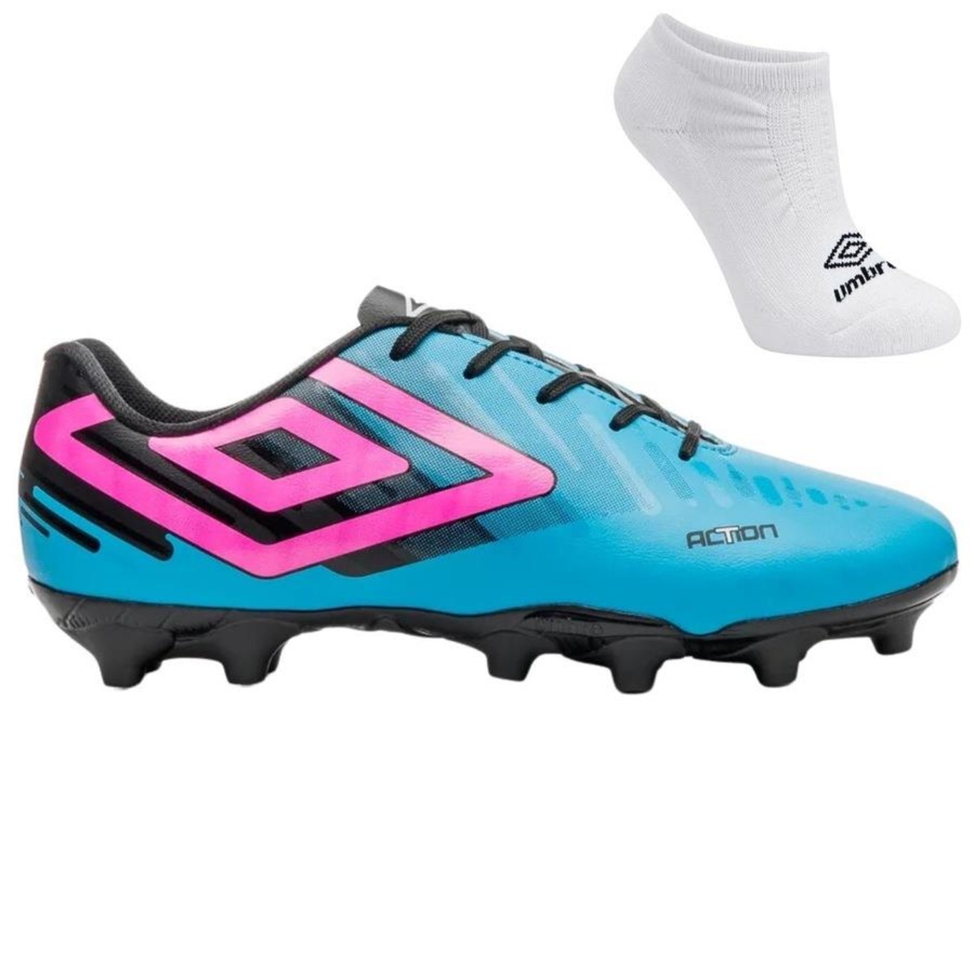 Kit Chuteira Campo Umbro Action e Meia - Adulto - Foto 1