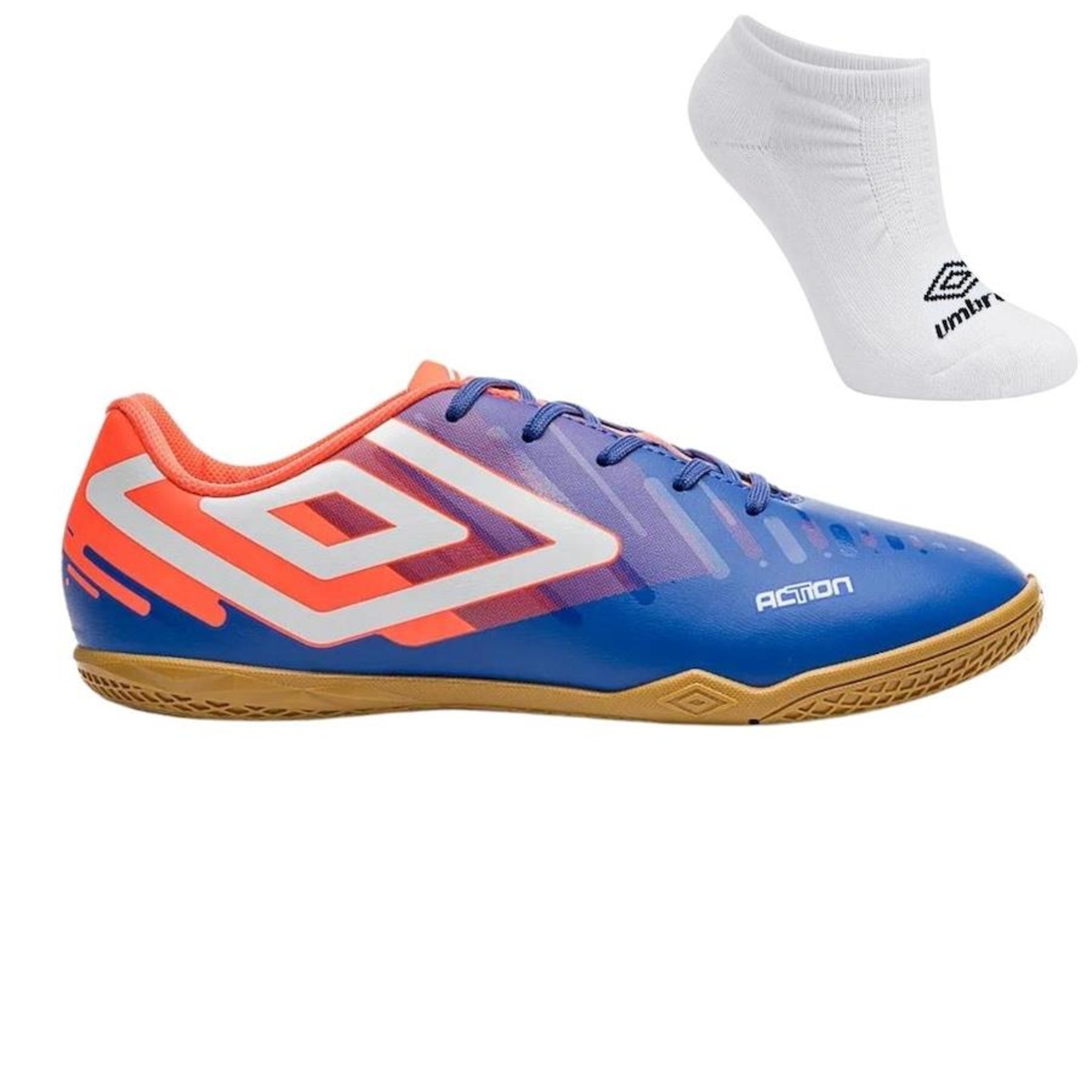 Kit Chuteira Futsal Umbro Action e Meia - Adulto - Foto 1