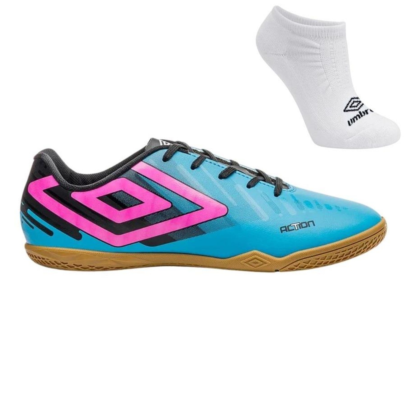 Kit Chuteira Futsal Umbro Action e Meia - Adulto - Foto 1