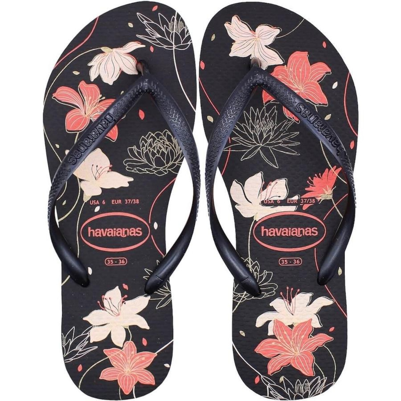 Chinelo de Dedo Havaianas Slim Organic 2 Floral - Feminino - Foto 1