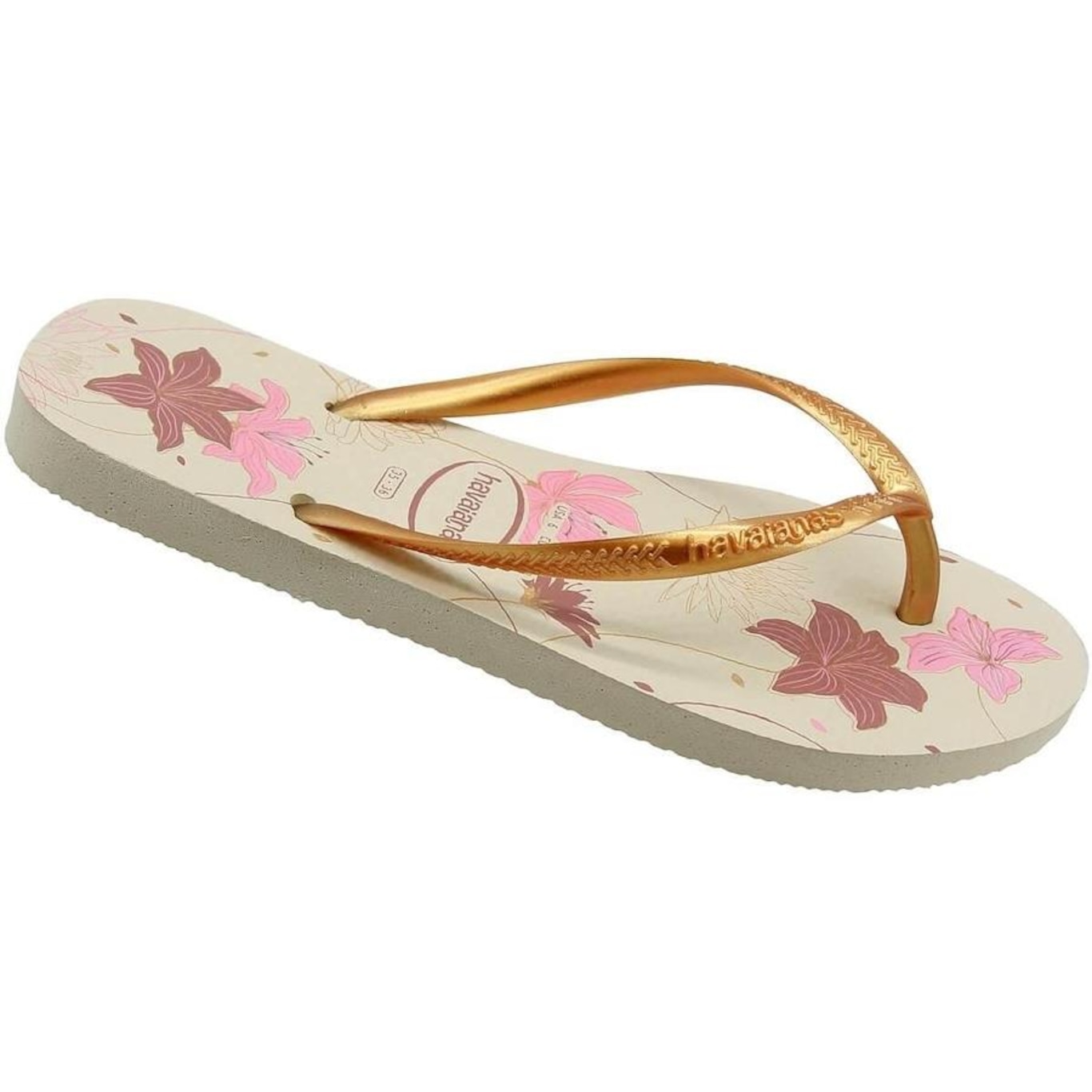 Chinelo de Dedo Havaianas Slim Organic 2 Floral - Feminino - Foto 1