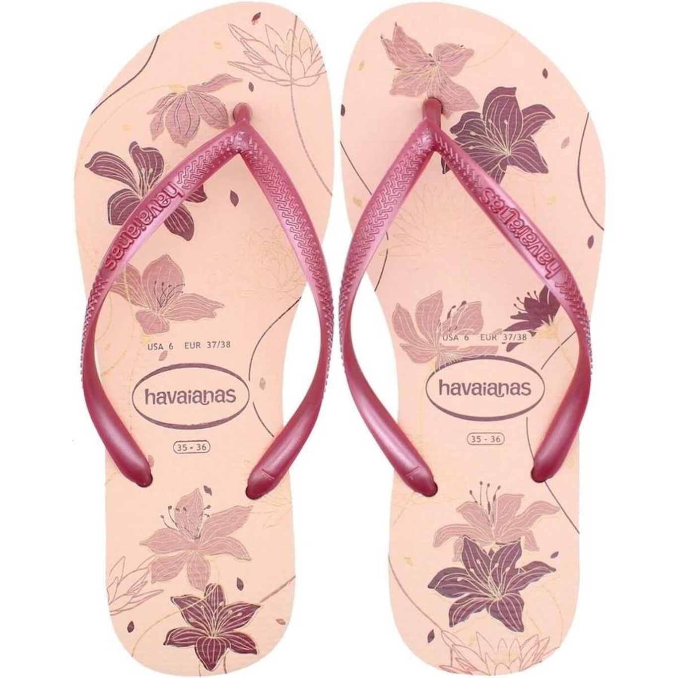 Chinelo de Dedo Havaianas Slim Organic 2 Floral - Feminino - Foto 1