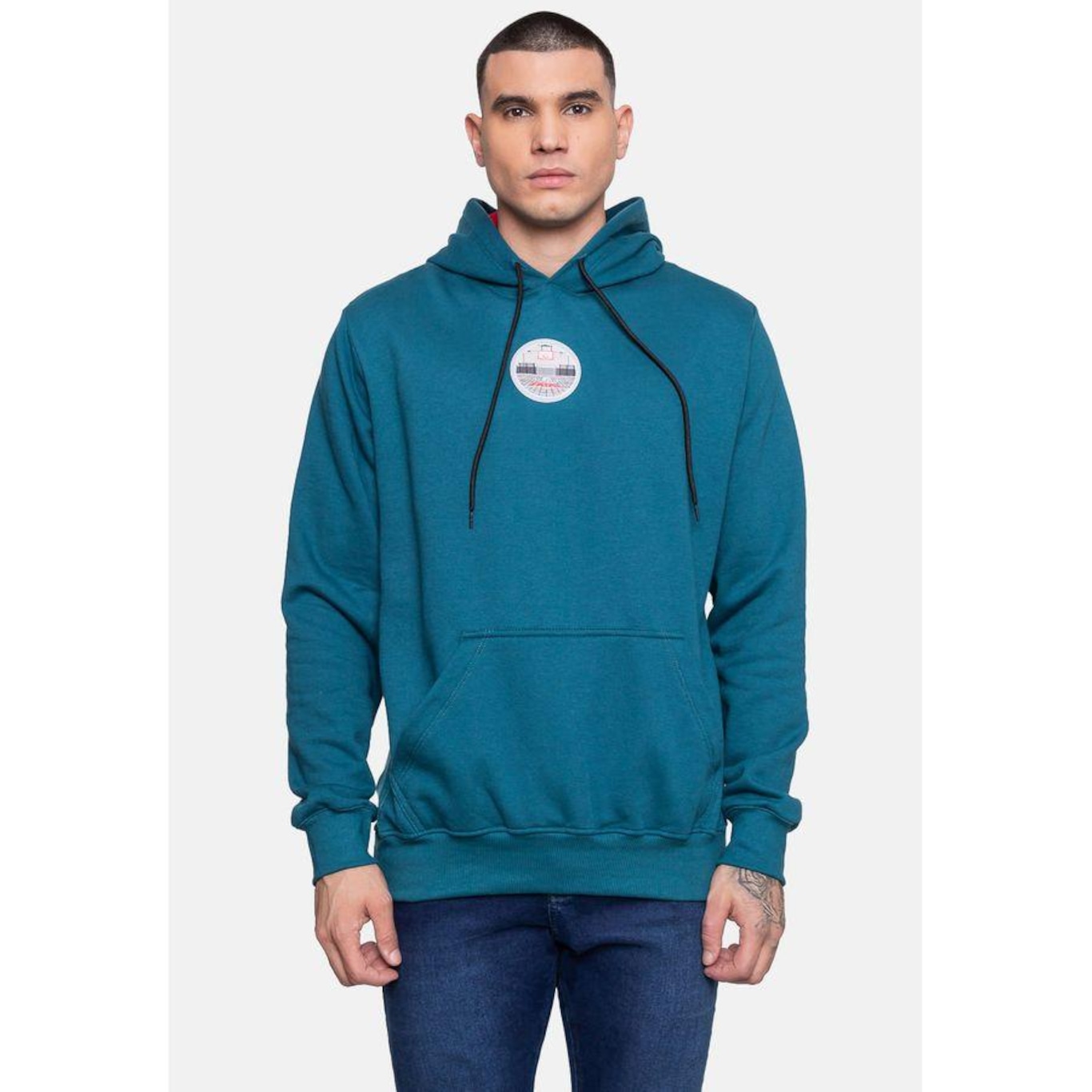 Blusão de Moletom com Capuz Fatal Fthd Teal - Masculino - Foto 1