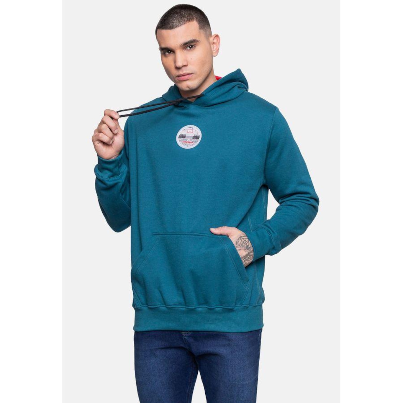 Blusão de Moletom com Capuz Fatal Fthd Teal - Masculino - Foto 4