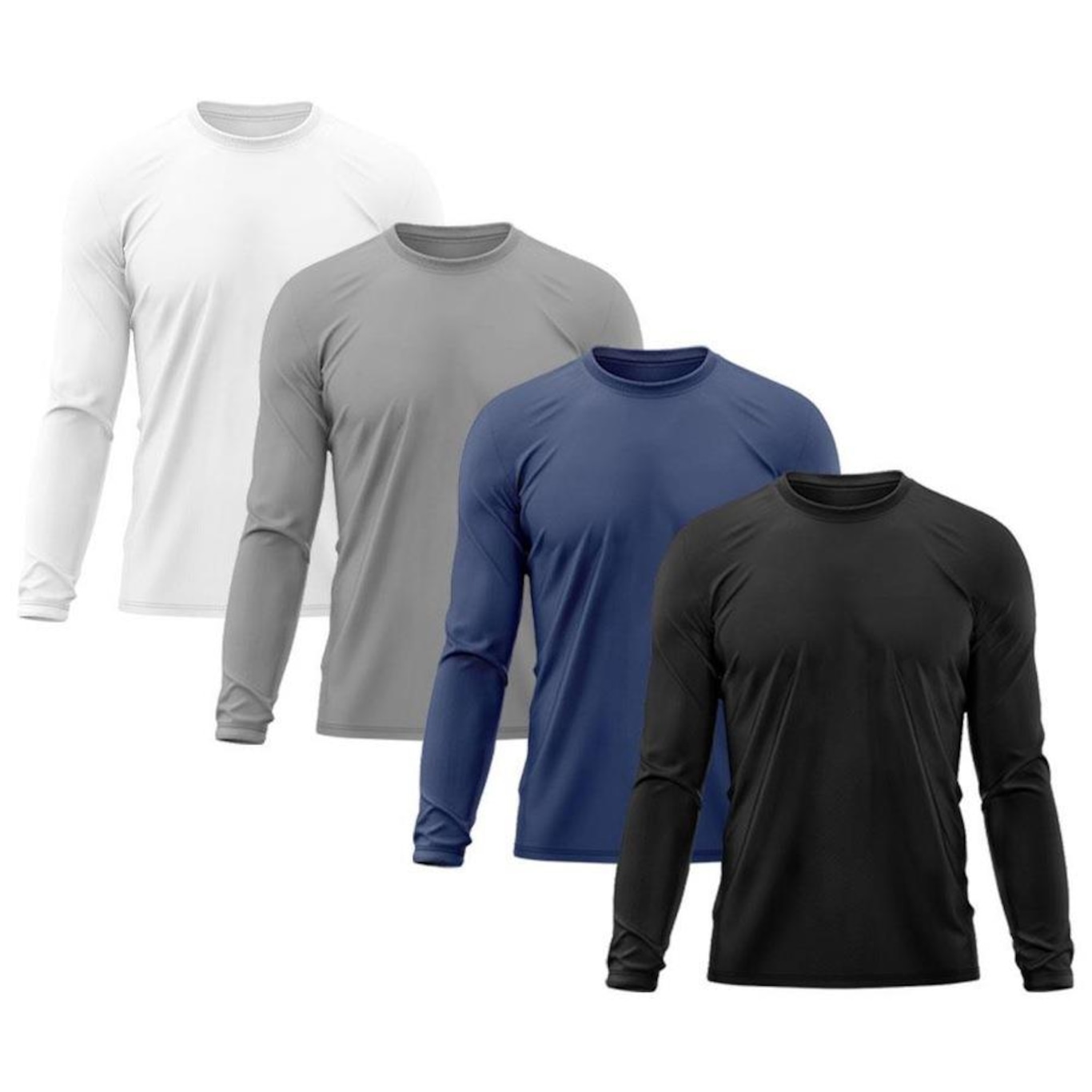 Kit 4x Camisas Térmicas Adriben Proteção Solar Uv 50 - Masculina - Foto 1