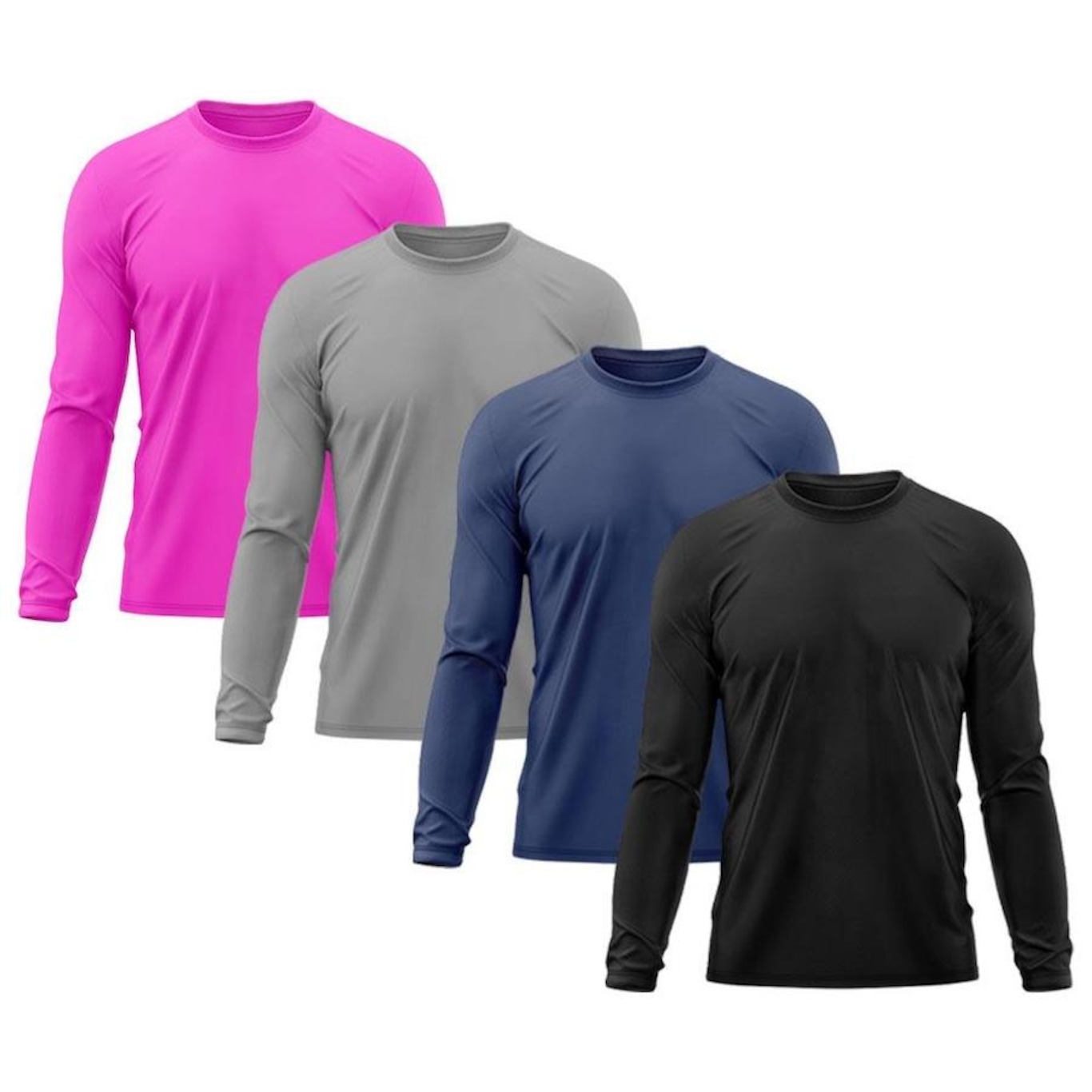 Kit 4x Camisas Térmicas Adriben Proteção Solar Uv 50 - Masculina - Foto 1