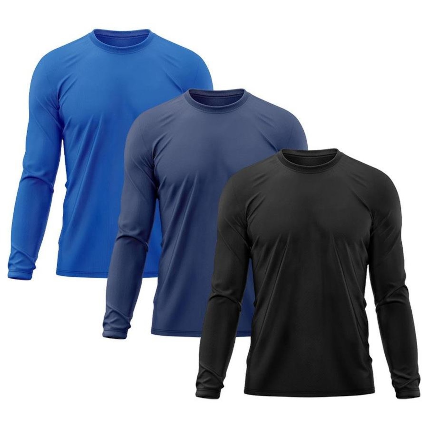 Kit 3x Camisas Térmicas Adriben Proteção Solar UV 50 - Masculina - Foto 1