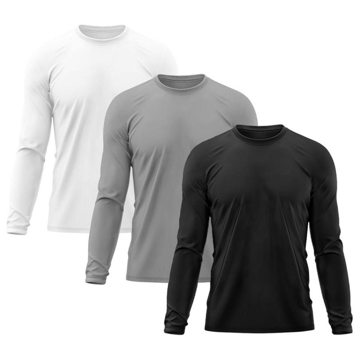 Kit 3x Camisas Térmicas Adriben Proteção Solar UV 50 - Masculina - Foto 1