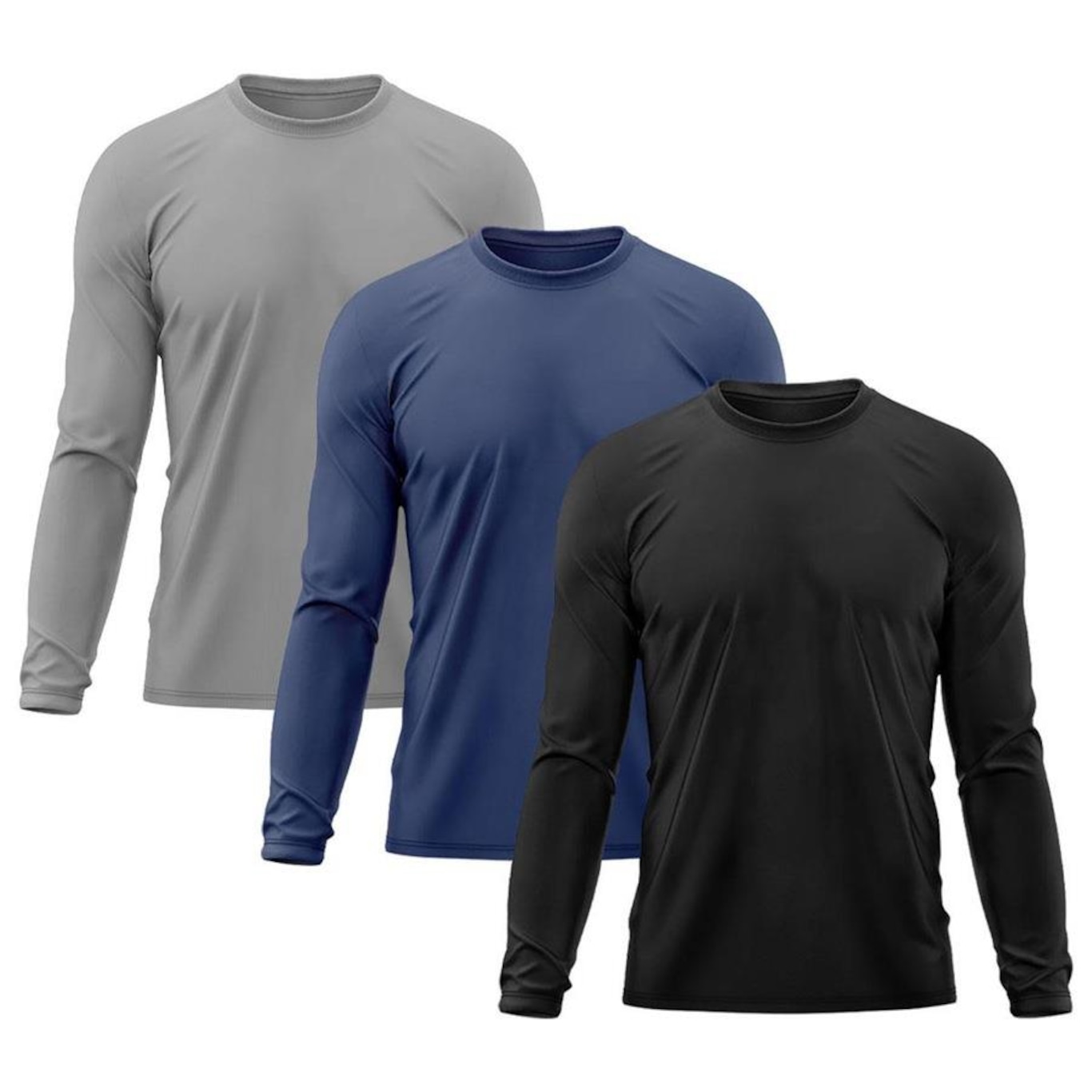 Kit 3x Camisas Térmicas Adriben Proteção Solar UV 50 - Masculina - Foto 1