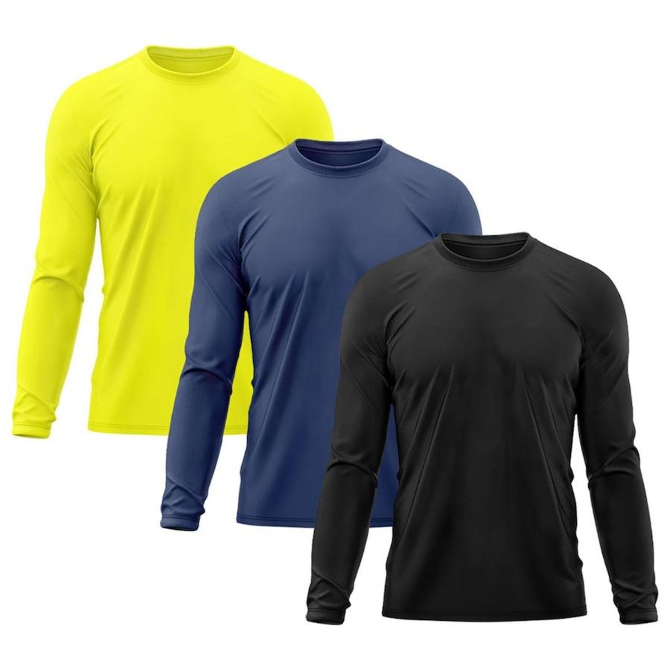 Kit 3x Camisas Térmicas Adriben Proteção Solar UV 50 - Masculina - Foto 1