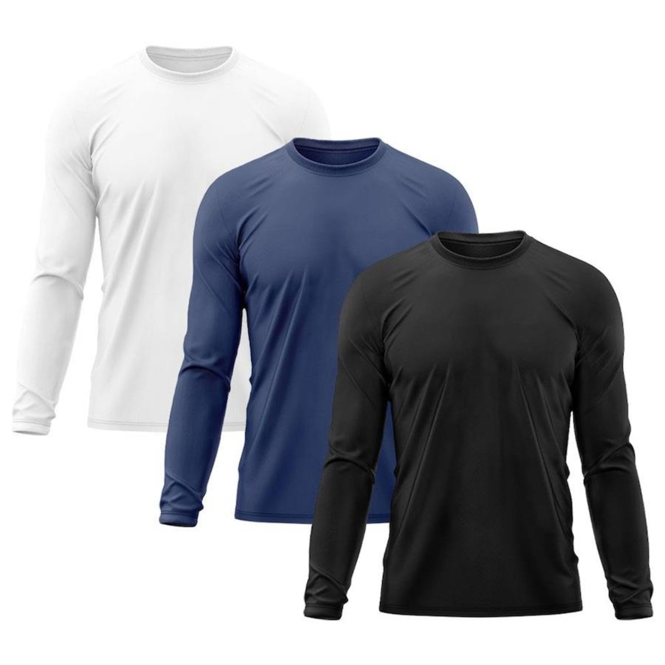 Kit 3x Camisas Térmicas Adriben Proteção Solar UV 50 - Masculina - Foto 1