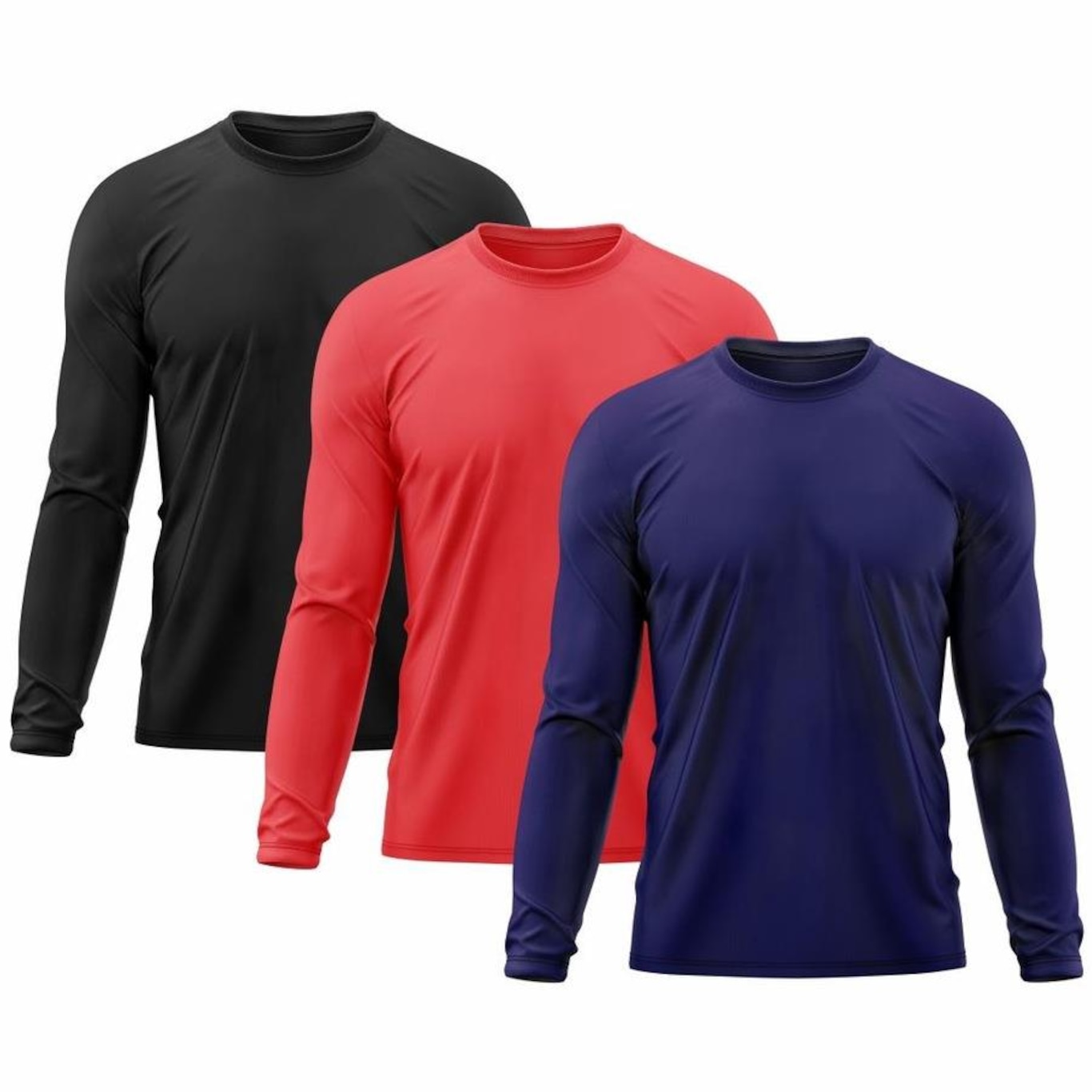 Kit 3x Camisas Térmicas Adriben Proteção Solar UV 50 - Masculina - Foto 1