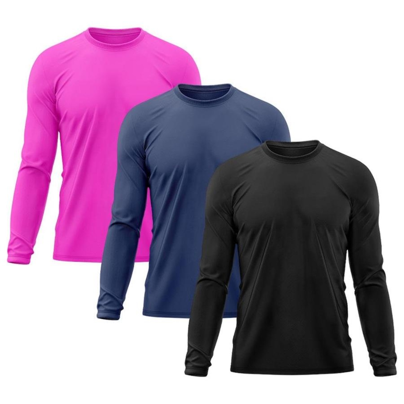 Kit 3x Camisas Térmicas Adriben Proteção Solar UV 50 - Masculina - Foto 1