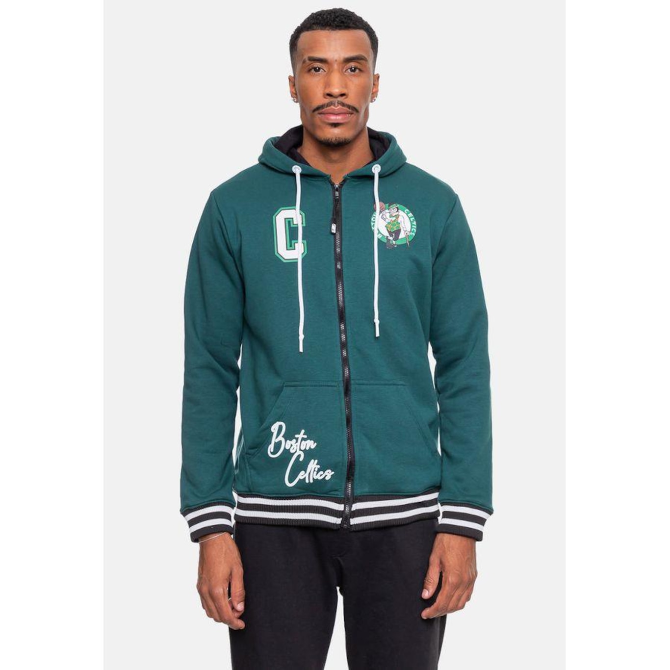 Blusão de Moletom com Capuz Nba Street Soul Boston Celtics - Masculino - Foto 1